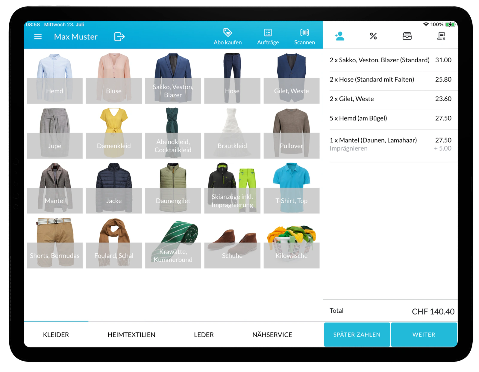 Lagutta Kassensystem auf einem iPad