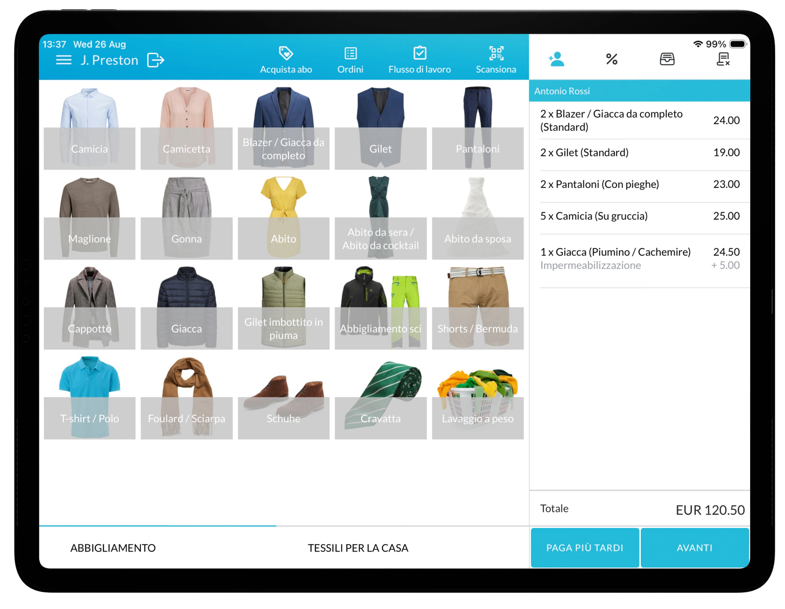 Gestionale Lagutta visualizzato su un iPad