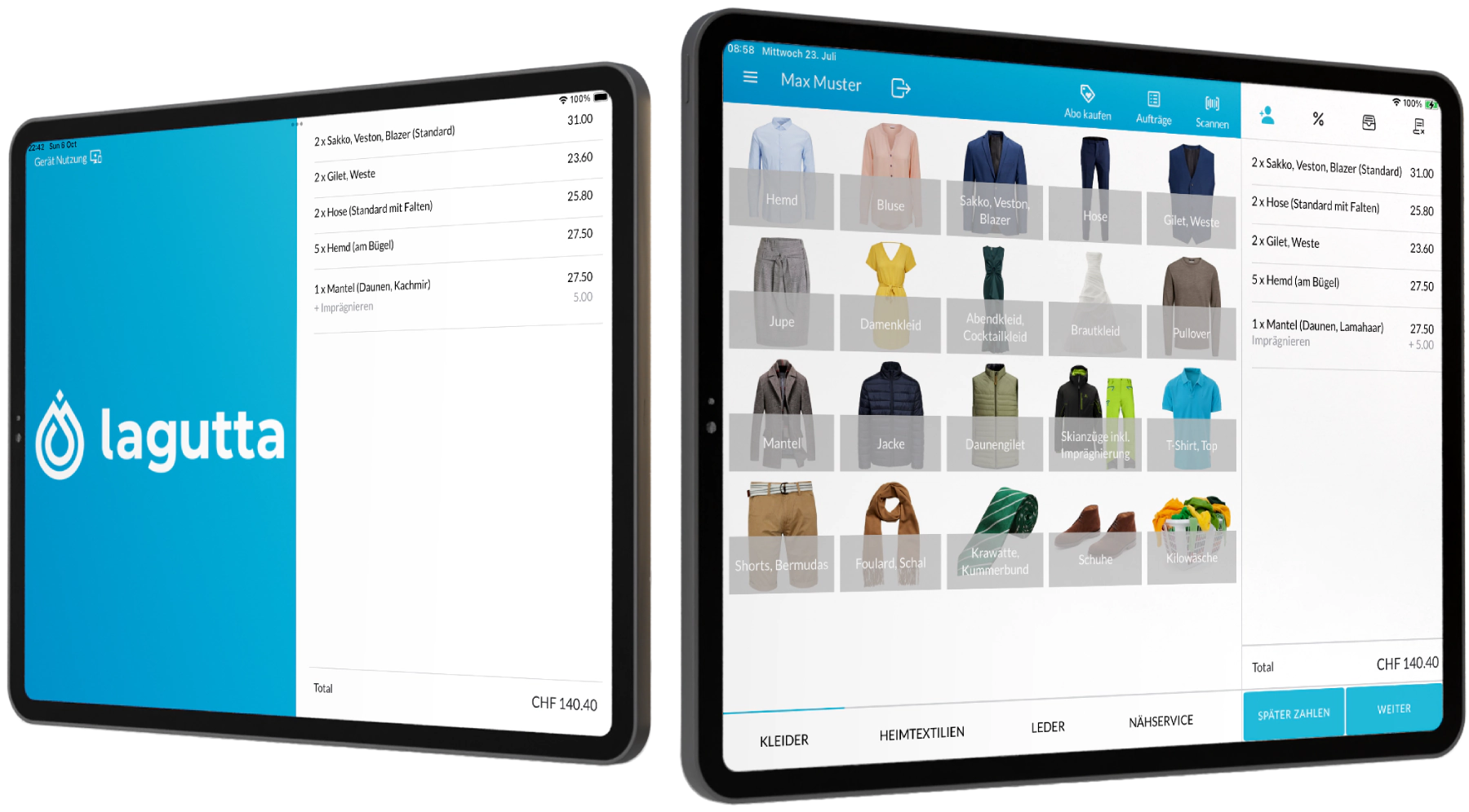 Lagutta Kassensystem und Customer Display auf zwei iPads