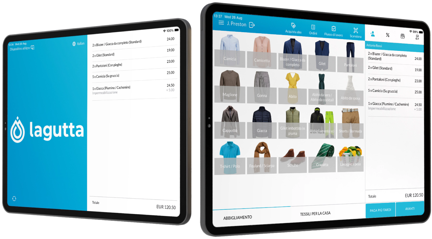Gestionale e sistema di cassa Lagutta con display cliente su due iPad